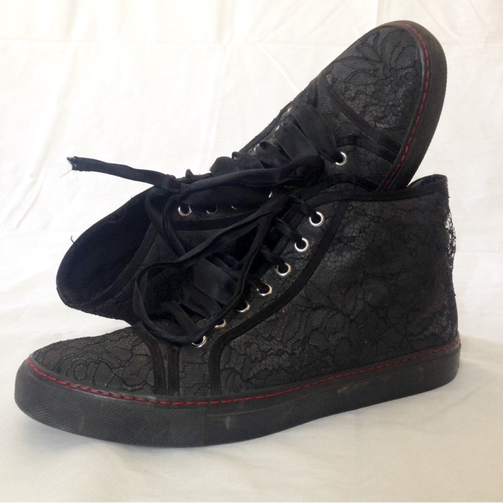 RARE Valentino Garavani Black Mesh Cloth Sneakers